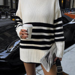 Miss Paris Mock Neck Stripe Sweater