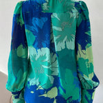 Zeagoo Printed Lantern Long Sleeve Blouse