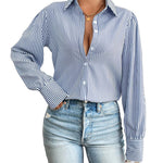 Zeagoo Printed Lantern Long Sleeve Blouse
