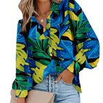Zeagoo Printed Lantern Long Sleeve Blouse