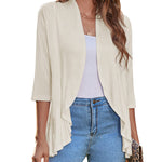 Zeagoo Women's 3/4 Sleeve Draped Ruffles Cardigan