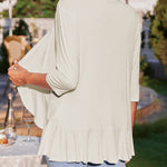 Zeagoo Women's 3/4 Sleeve Draped Ruffles Cardigan