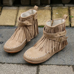 Esmeralda Fringe Vegan Leather Boots