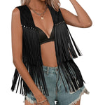 Zeagoo Fringe Vest 70s Cowgirl Costume Faux Suede Rave
