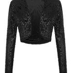 Sequin Shrug Glitter Bolero Jackets with Sparkly Blazer Long Sleeve Cropped Cardigan - Zeagoo (Us Only)