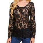 Sexy Sheer Floral Lace Blouse Top - Zeagoo (Us Only)