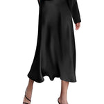 Satin Zipper Elegant Work Skirts - Zeagoo (US Only)