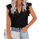 Zeagoo Women's Casual Print Ruffle Sleeve Summer Tops