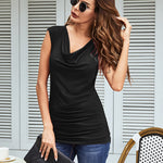 Ruched Cowl Neck Tank Tops - Zeagoo (Us Only)