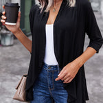 Zeagoo Women's 3/4 Sleeve Draped Ruffles Cardigan