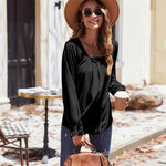 Zeagoo Long Sleeve Shirts Square Neck Pleated Tunic Tops