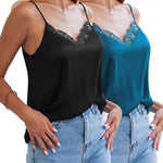 Zeagoo Satin Camisole for Women 2 PCS Lace Tank Top