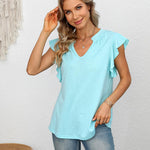 Zeagoo Women's Casual Print Ruffle Sleeve Summer Tops