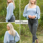 Puff Long Sleeve Bodysuit Leotard Sheer Top - Zeagoo (Us Only)
