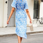 Zeagoo Women's Bohemian Floral Tie Front V Neck Midi Dresses