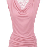 Ruched Cowl Neck Tank Tops - Zeagoo (Us Only)