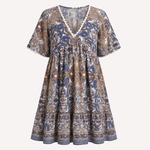 Brooke Flemming | V-Neck Flared Sleeve Paisley Mini Dress For Women