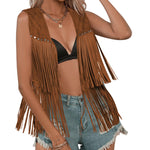Zeagoo Fringe Vest 70s Cowgirl Costume Faux Suede Rave