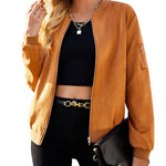 Faux Bomber Zip Up Lightweight Jacket Coat with Pockets - Zeagoo (Us Only)