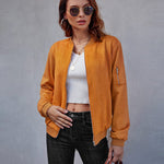 Faux Bomber Zip Up Lightweight Jacket Coat with Pockets - Zeagoo (Us Only)