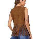 Zeagoo Fringe Vest 70s Cowgirl Costume Faux Suede Rave