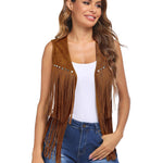 Zeagoo Fringe Vest 70s Cowgirl Costume Faux Suede Rave