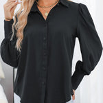 Zeagoo Printed Lantern Long Sleeve Blouse