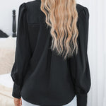 Zeagoo Printed Lantern Long Sleeve Blouse