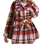 Zeagoo Plaid Shacket Jacket Button Down Trench Coats