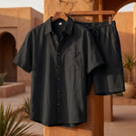 Xavier Linen-Blend Short-Sleeve Set