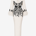 Charlotte Evans | Printed Feather Cuff Maxi Dress For Women