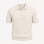 Marco De Santis | Ribbed Knit Polo Shirt with Tailored Fit Elegance For Men