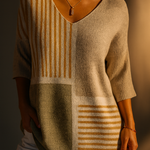 Women's Abstract Geometric Pattern Art Print Casual Knit Pullover