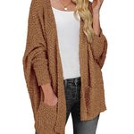 Zeagoo Women's 2023 Fall Winter Popcorn Cardigan Open Front Batwing Sleeve Oversized Chunky Knit Sweater with Pockets