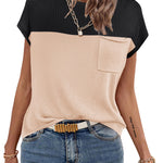 Zeagoo Sleeveless Cape Sleeve Knit Ribbed Tank Tops