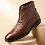 Edoardo Faux Leather Brogue Ankle Boots