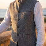 Augusto Herringbone Nehru Vest