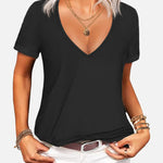 Zeagoo T-Shirt Women's Short Sleeve Deep V Neck Top (DE Only)