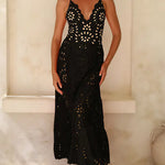 Black Laser-cut Floral Cutout One-piece Swimsuit
