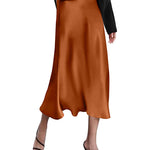 Satin Zipper Elegant Work Skirts - Zeagoo (US Only)