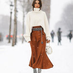 Satin Zipper Elegant Work Skirts - Zeagoo (US Only)