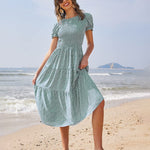 Zeagoo Women's Boho Floral Print Vintage Maxi Dress
