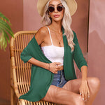 Zeagoo Women's 3/4 Sleeve Draped Ruffles Cardigan