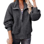 Fuzzy Fleece Jackets Oversized Open Front Coat Zipper Outwear(TTShop02) - Zeagoo (Us Only)