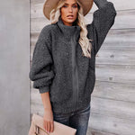 Fuzzy Fleece Jackets Oversized Open Front Coat Zipper Outwear(TTShop02) - Zeagoo (Us Only)