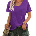 Zeagoo Women's Chest Pocket T Shirt Blouses Tops