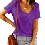 Zeagoo Women's Chest Pocket T Shirt Blouses Tops