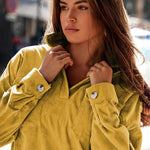 Zeagoo Women's Corduroy Tops for Women Lapel V Neck Shirts Long Sleeve Blouses Casual Sweatsuit with Pockets