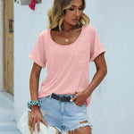 Zeagoo Women's Chest Pocket T Shirt Blouses Tops