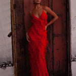 Charlotte Reid | Red Ruffle Maxi Dress For Women
